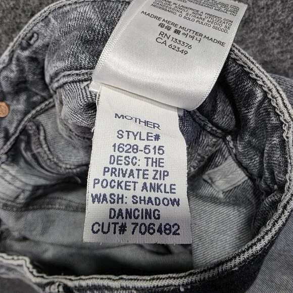 Mother Jeans Womens 23 Gray High Rise Zip Pocket Ankle Cargo Shadow Dancing